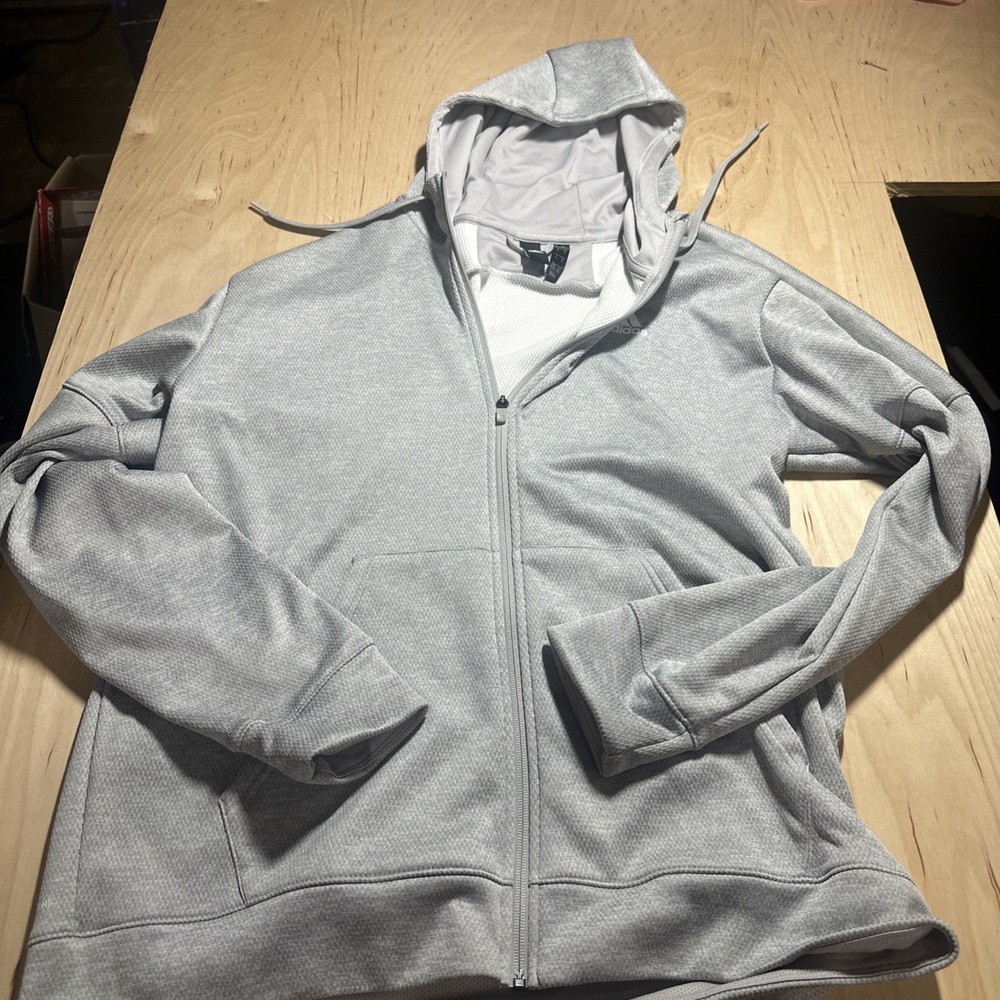 Adidas Men's Climawarm Full Zip Hoodie Sweatshirt Gray Size XL DH9322